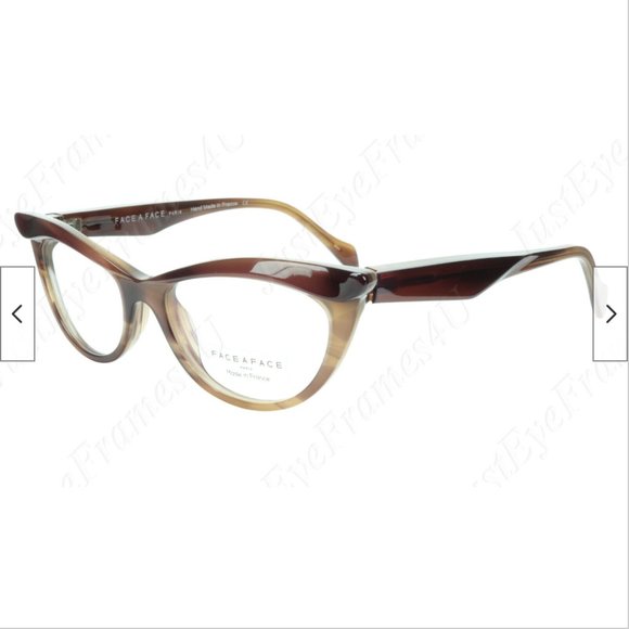Face A Face Ebony Eyeglasses Frames Brown Cateye - Picture 2 of 4